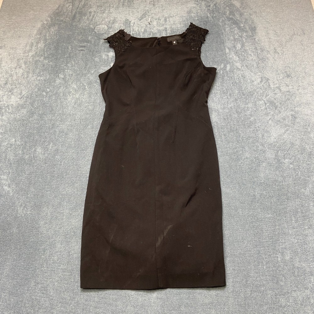 Worthington Sheath Dress Womens 6 Petite Black Sleeveless Lace Detail Back Zip